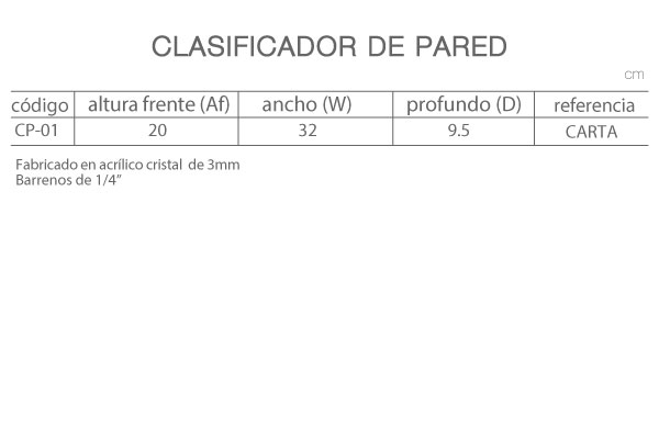 Clasificador para pared