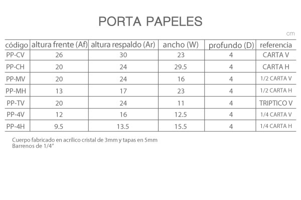 medidas Porta Papeles