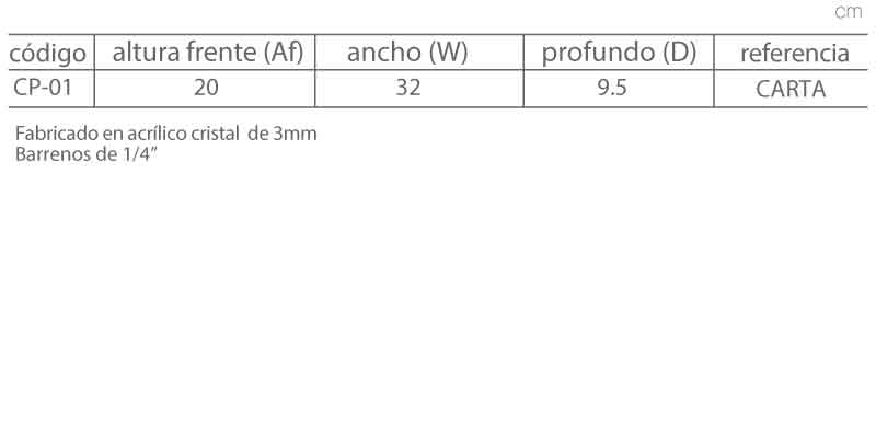 medidas Clasificador para pared