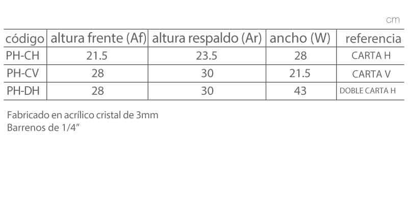 medidas Porta hojas