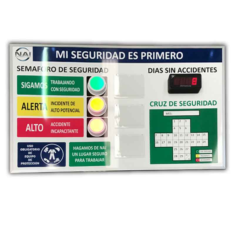 Tablero con semáforo y display